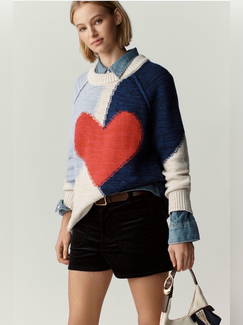 Anthropologie Pilcro Long-Sleeve Oversized Crew-Neck Cotton Sweater